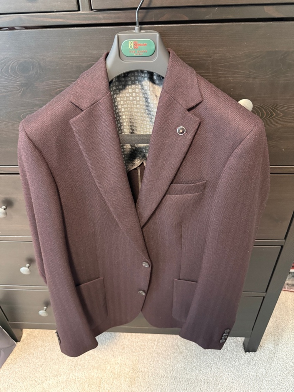 Men's Ted Baker Burgundy Herringbone Blazer